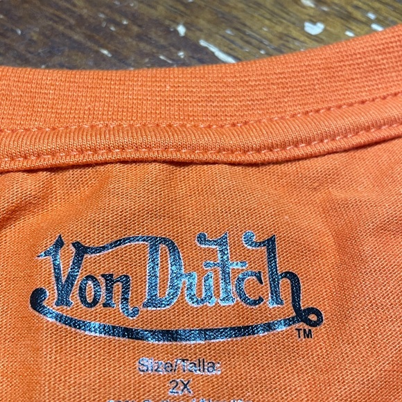 Von Dutch Vibrant Orange Tee with Snake and Lion Design - Picture 6 of 6